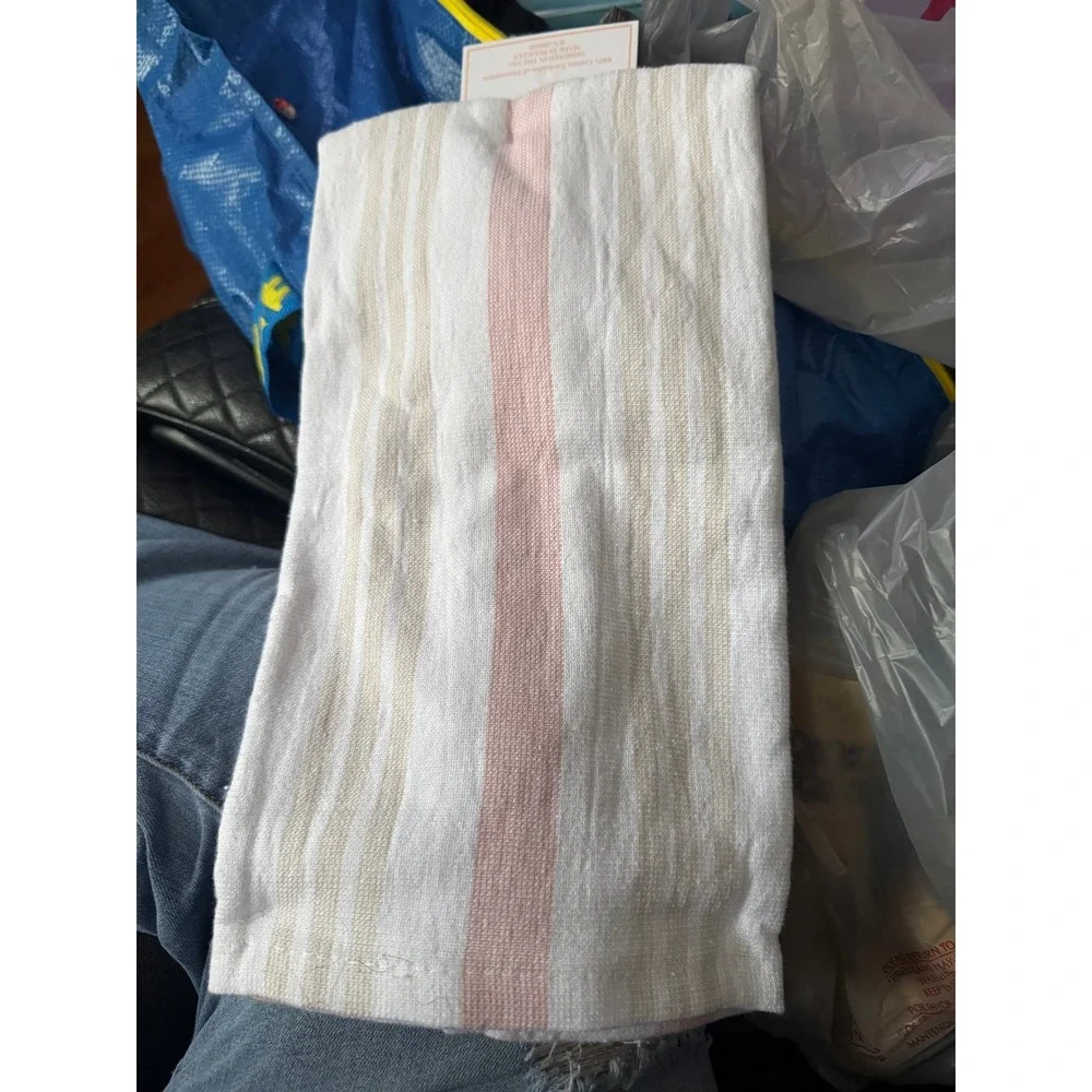 Set of 2 Pink Swan Better Together Embroidered Cotton Kitchen Towels 16x26